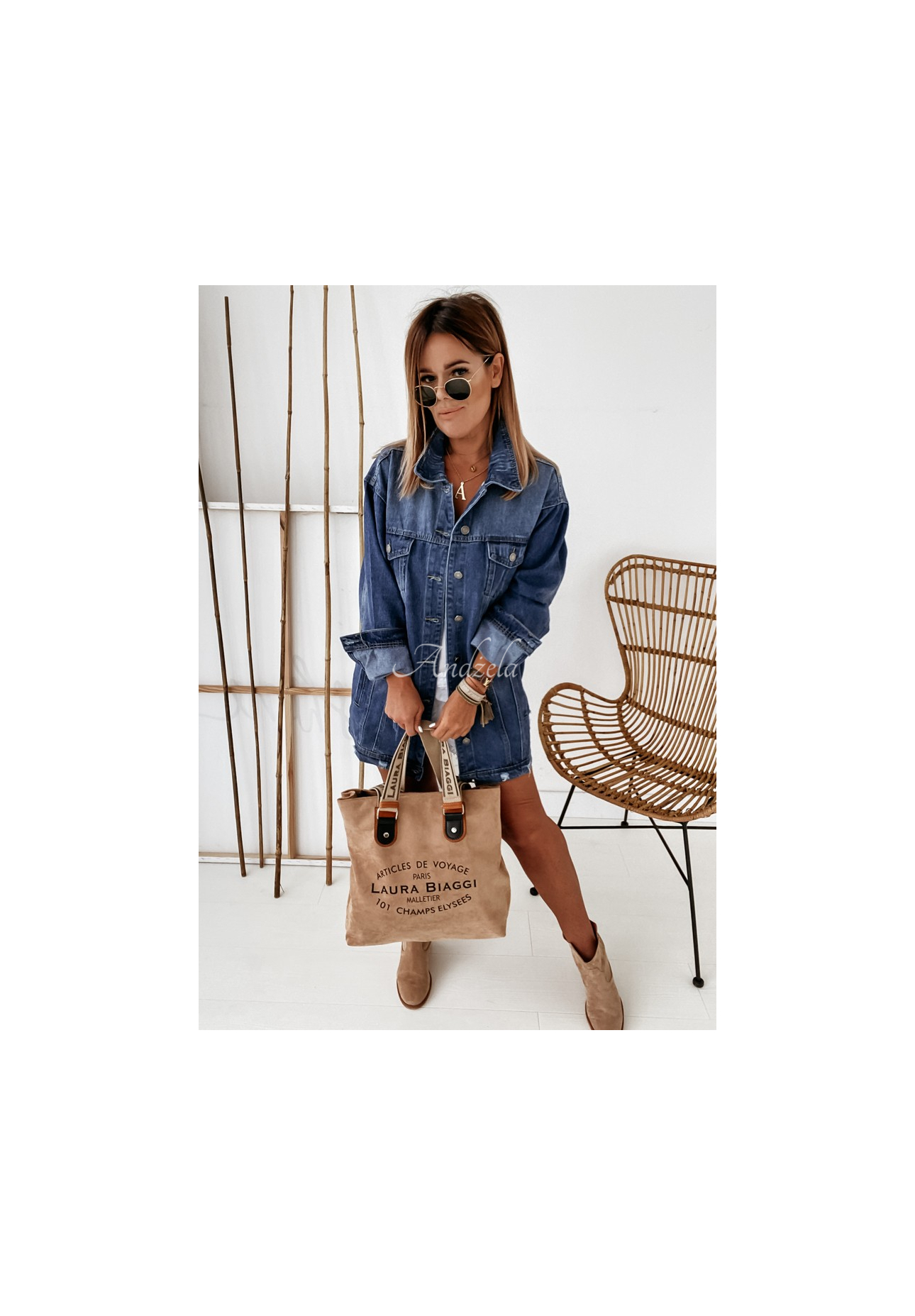 Voyage camel suede handbag