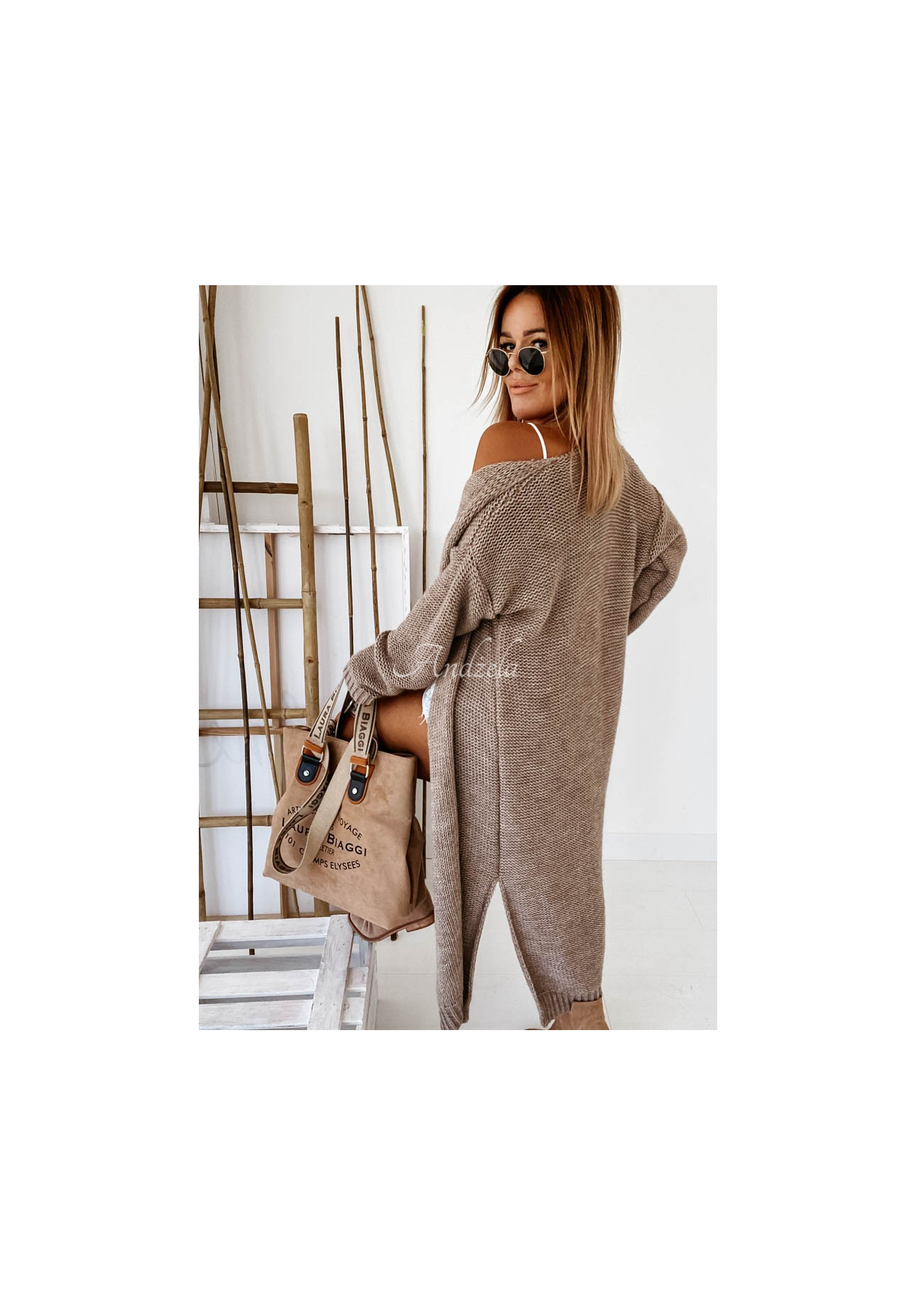 Nancy Long Knit Cardigan in Mocha