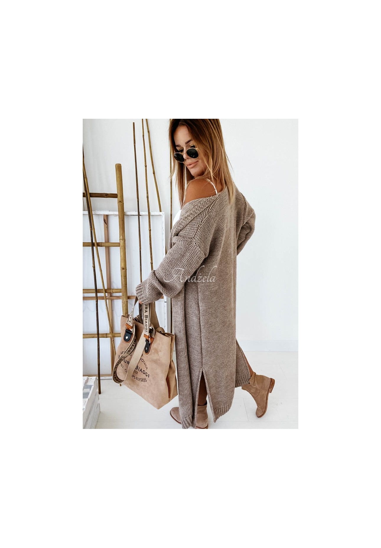 Nancy Long Knit Cardigan in Mocha