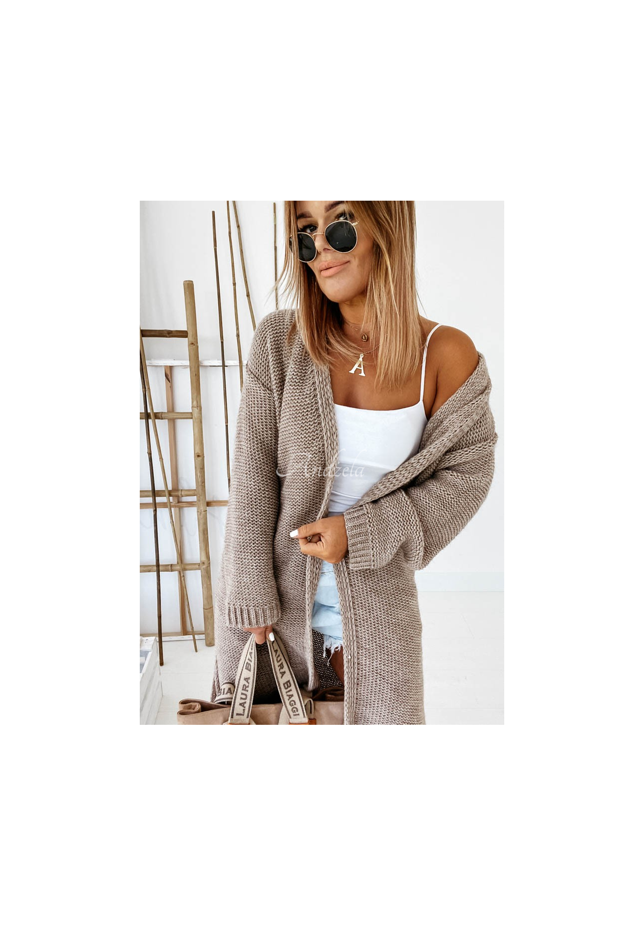 Nancy Long Knit Cardigan in Mocha