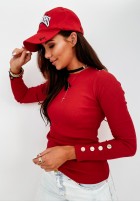 Ribbed blouse with decorative buttons Anita red