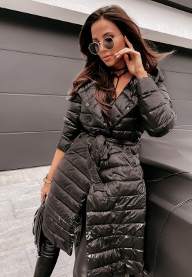 Paradise long quilted coat black