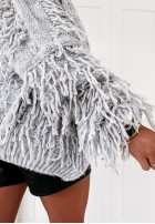 Sweter Kardigan Fringe Grey