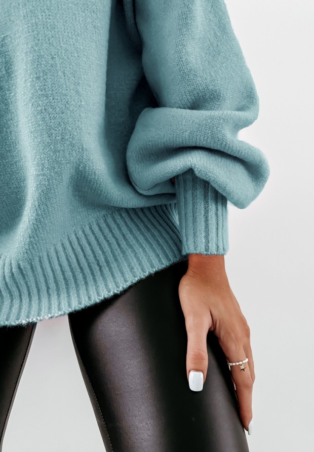 Sweter z bufiastymi rękawami Matilde niebieski