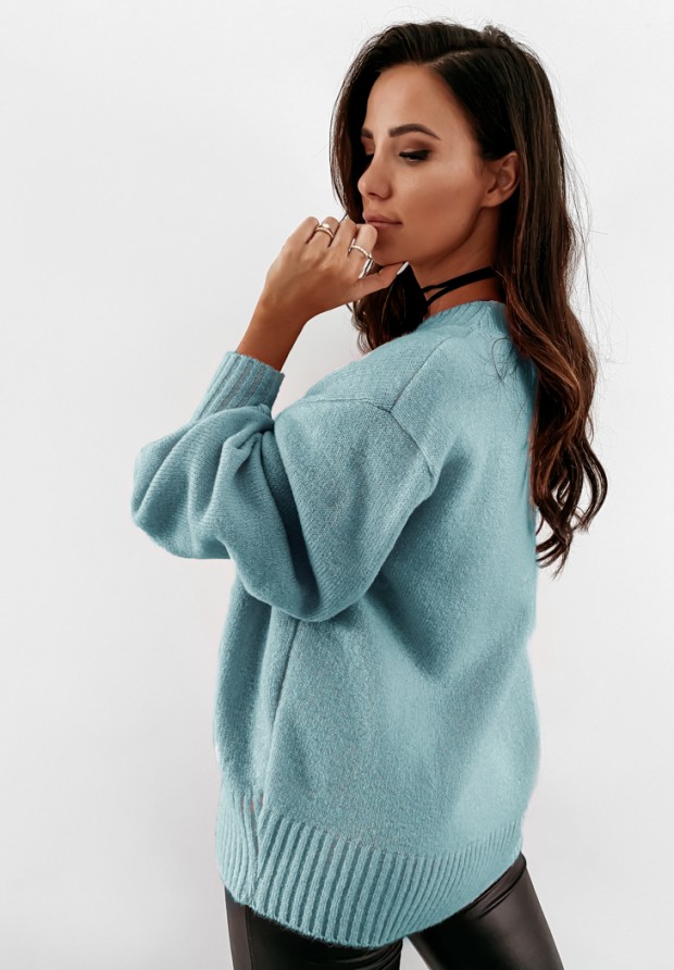 Sweter z bufiastymi rękawami Matilde niebieski
