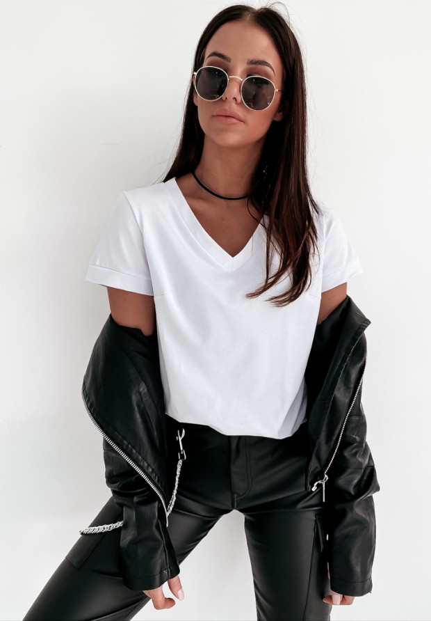 T-shirt with heart neckline Lauren white