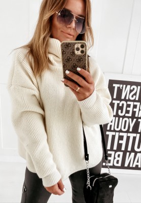 Sweter oversize z wełną Fuller ecru