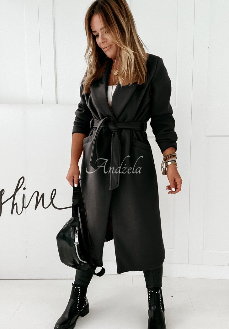 Long tied coat Sensual black