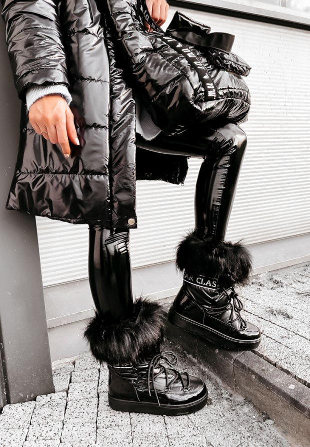 Buty śniegowce z czarnym futerkiem Wear czarne