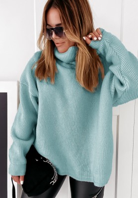 Oversize sweater with turtleneck Fuller light blue