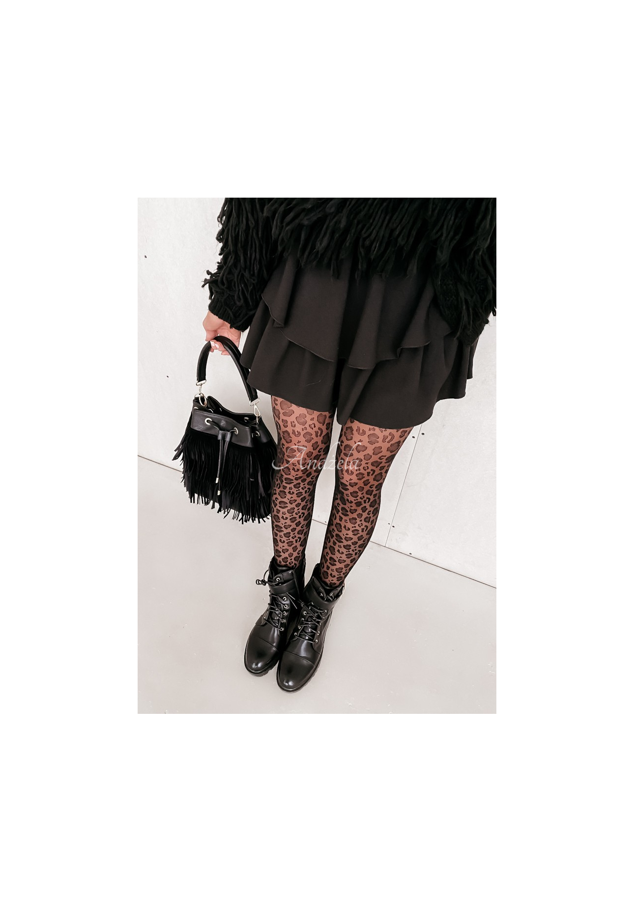 Caty tights in leopard print black 20 den