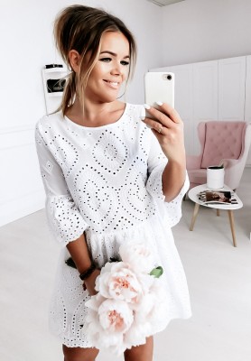 Openwork boho dress Vibes white