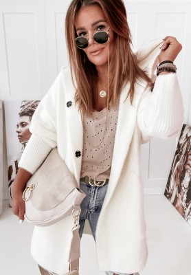 Montecarmelo ecru alpaca coat with hood