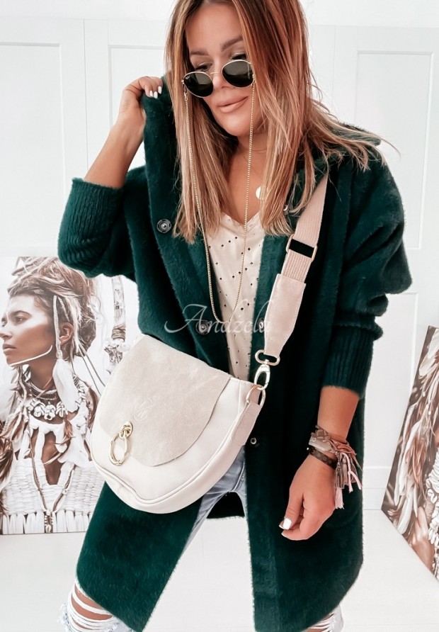 Montecarmelo alpaca hooded coat bottle green