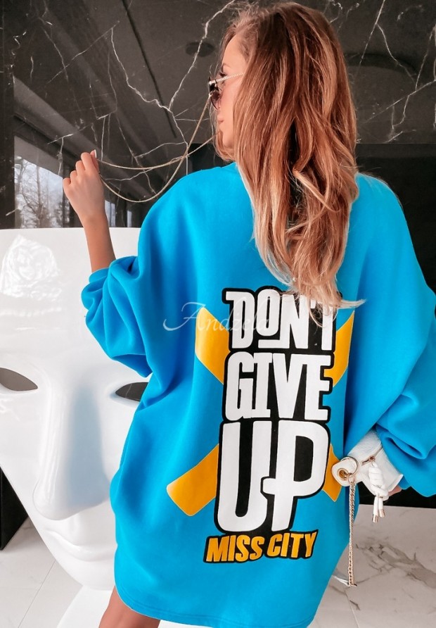 Bluza sukienka mini MC Don't Give Up niebieska
