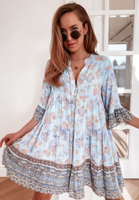 Lucy blue patterned dress