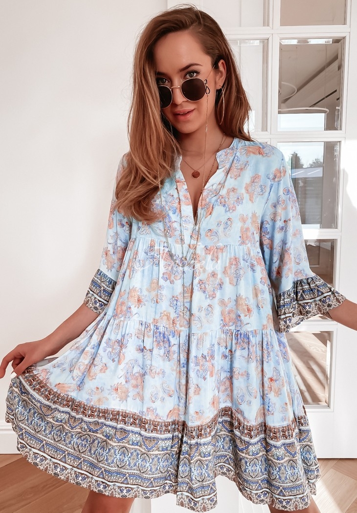 Lucy blue patterned dress