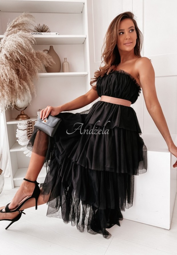 Tiulowa sukienka maxi Princess czarna