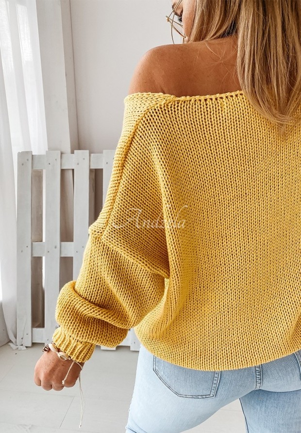 Krótki sweter Feel żółty