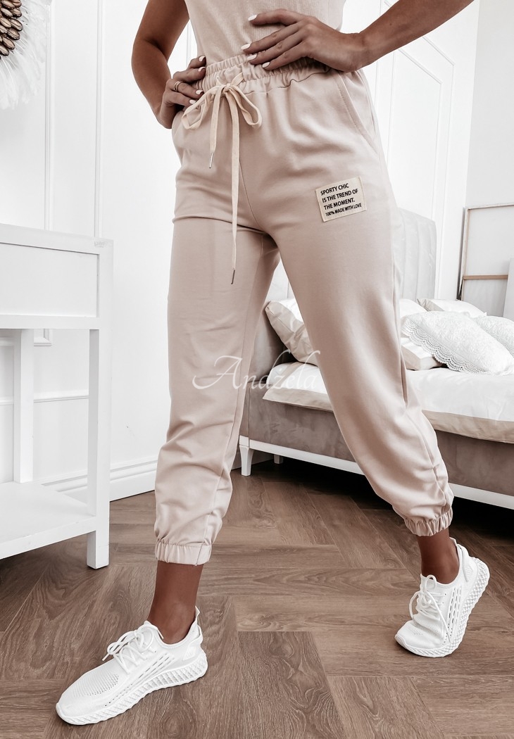 Sporty Chic nude sweatpants - Andżela Online Store