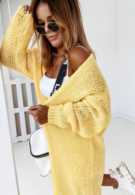 Long knitted cardigan Bueno yellow