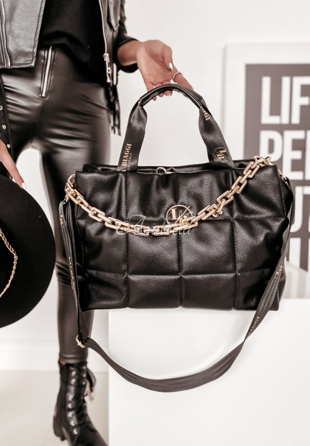 Quilted handbag with chain Purella black