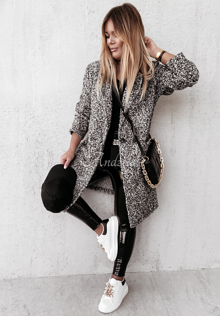 Vistal double-breasted coat grey melange