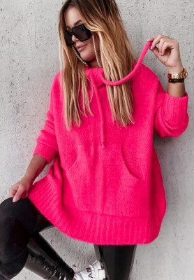 Carra oversize hooded sweater neon pink