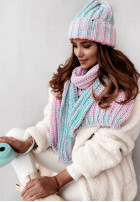 Szal Snowflake Mint&Pink