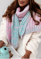 Szal Snowflake Mint&Pink