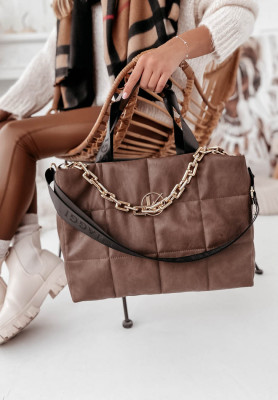 Purella chocolate quilted chain handbag