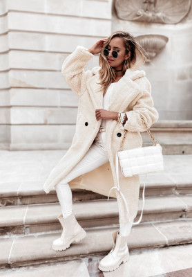 Spring Ecru Long Sheepskin Coat