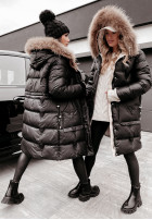 Pikowana Kurtka Z Naturalnym Futrem Rivia Czarna