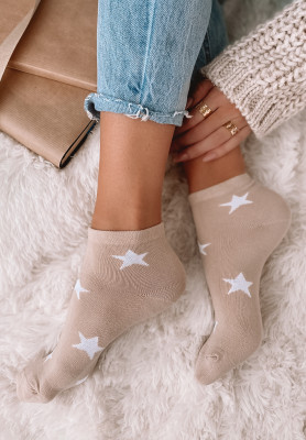 Cosmos beige patterned short socks