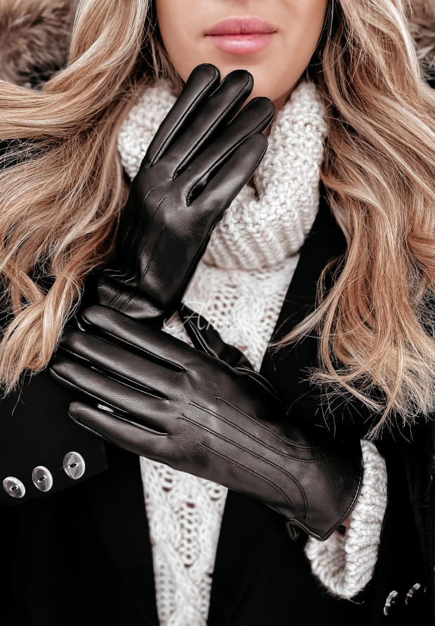 Rękawiczki z imitacji skóry Frisco czarne