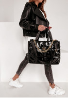 Pikowana torebka z łańcuchem Purella Glow czarna