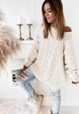 Oversize sweater with decorative weave Cocomore Tressa ecru