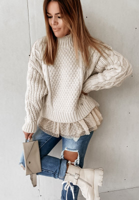 Sweater with tulle trim Cocomore Molly ecru