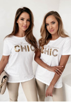 T-shirt z ozdobną aplikacją Chic biały