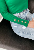Prążkowana bluzka z ozdobnymi guzikami Anita zielona