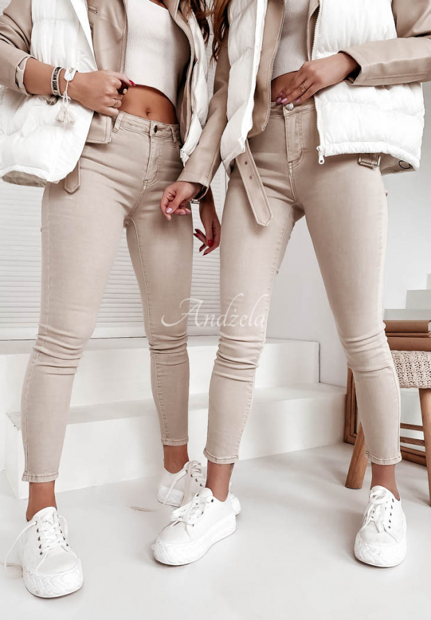 Spodnie jeansowe skinny Serena beżowe