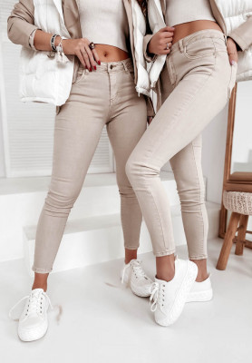 Spodnie jeansowe skinny Serena beżowe