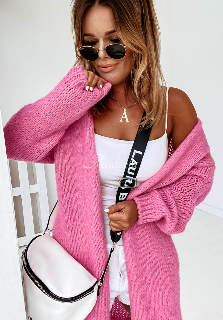 Bueno long knitted cardigan pink