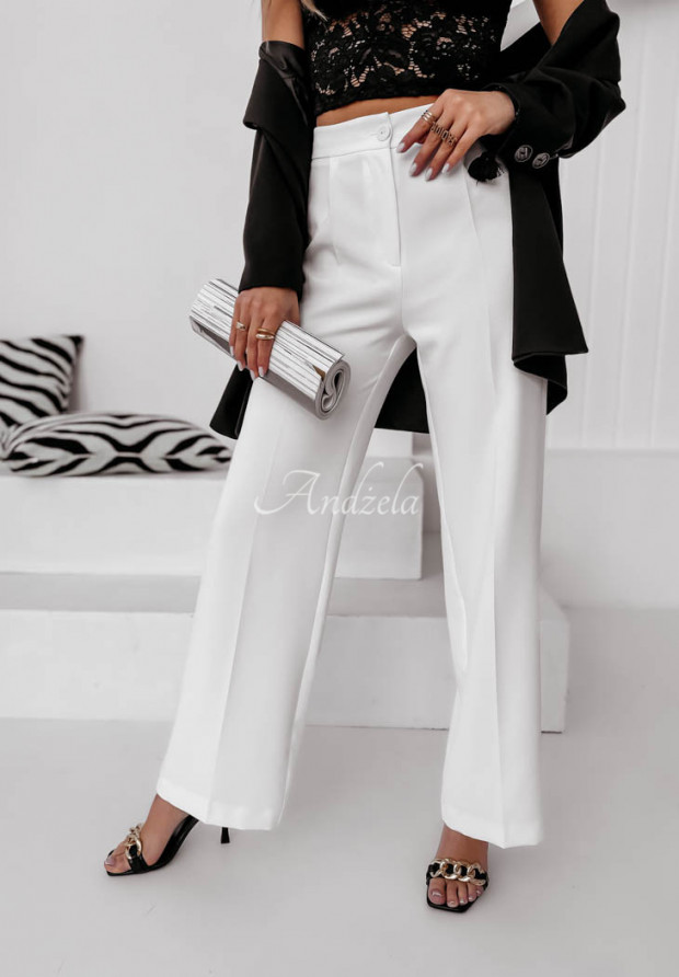 Eleganckie spodnie wide leg Terence białe