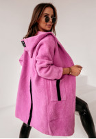 Długi płaszcz alpaka z kapturem Next różowy