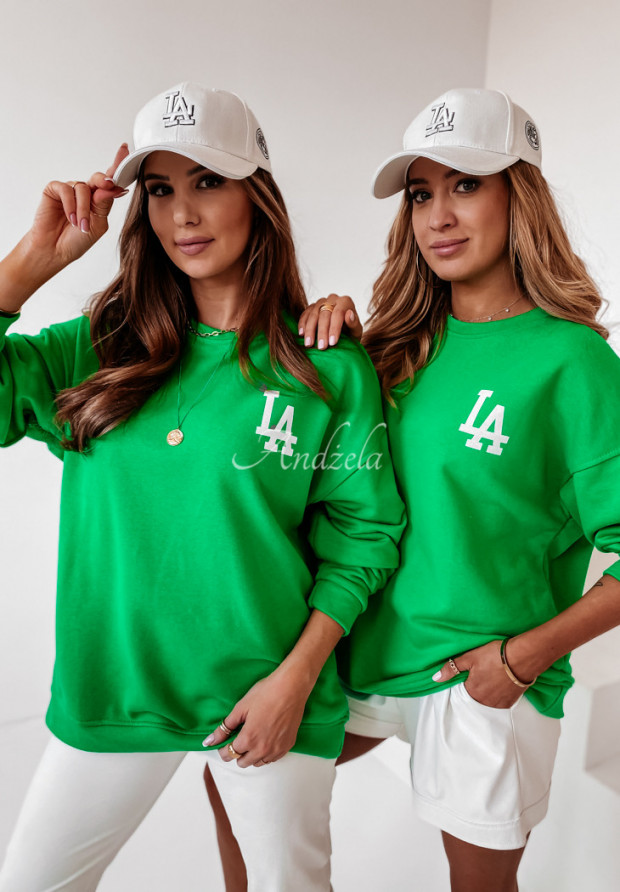 Bluza oversize z nadrukiem LA zielona