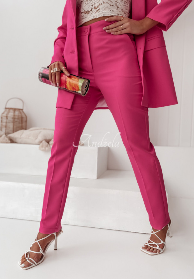 Eleganckie spodnie Dorisa neonowy różowy