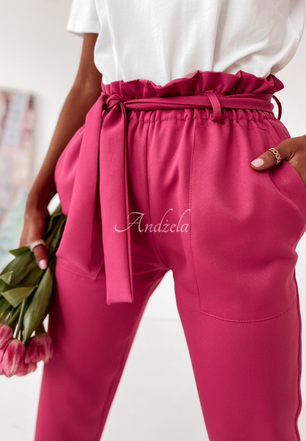 Eleganckie spodnie Endells neonowy róż