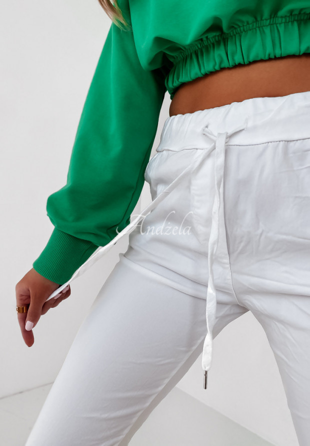 Materiałowe spodnie Haserra białe