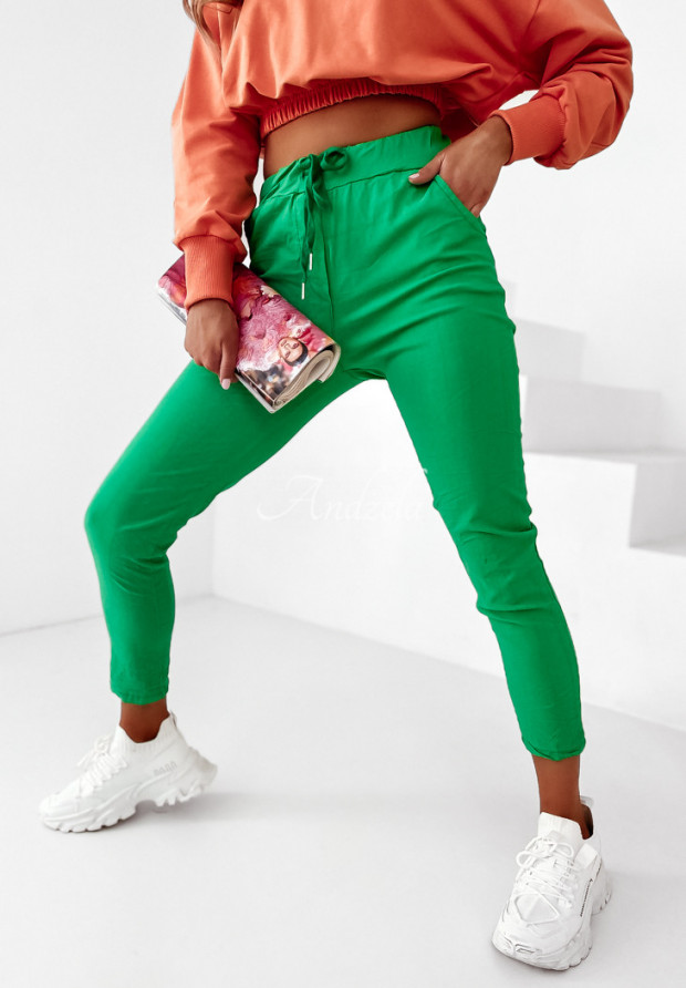 Materiałowe spodnie Haserra zielone
